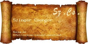 Szinger Csongor névjegykártya